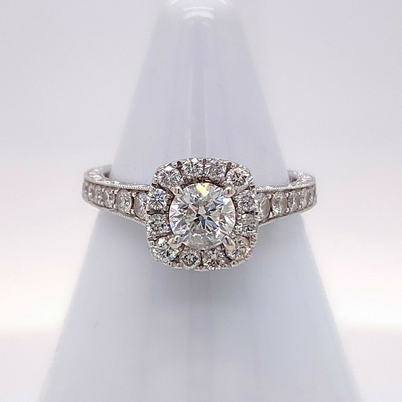 Neil Lane Halo Round Diamond 1 1/6 tcw Engagement Ring 14K White Gold