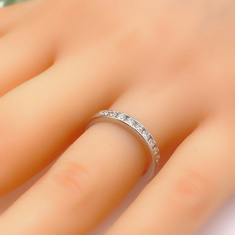 Tiffany & Co Channel Set Round Diamond Half Circle Wedding Band 3 MM Platinum #2