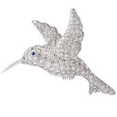 Tiffany & Co. Hummingbird Diamond Brooch Pin in Platinum