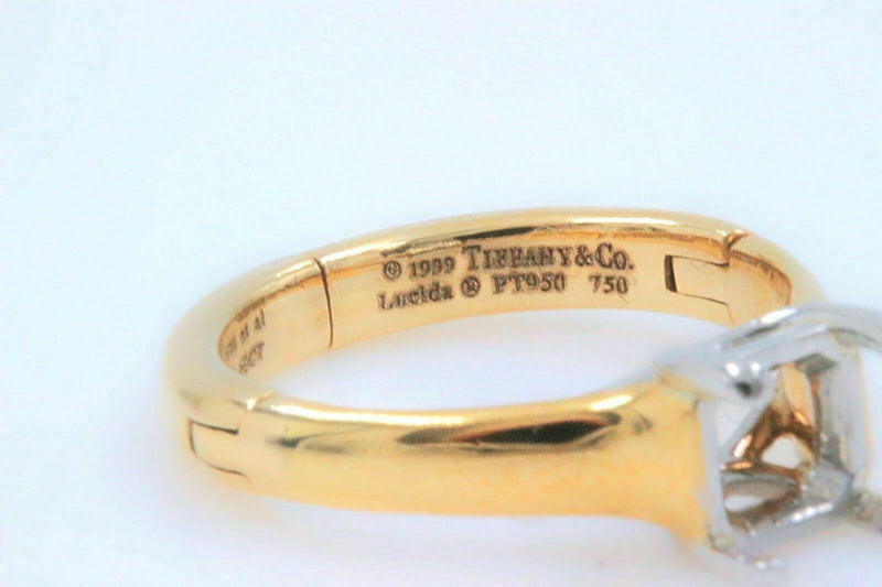 Tiffany & Co 18k Yellow Gold and Platinum Setting Semi Mount Ring for Arthritis