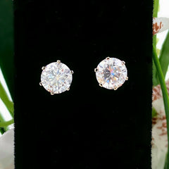 Round Brilliant Diamond Stud Earrings 3.07 tcw F I1 set in  14kt White Gold