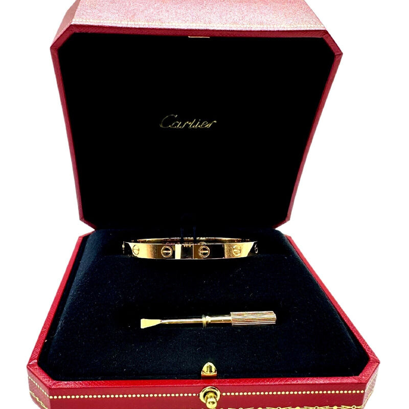 CARTIER LOVE Bracelet 18K Rose Gold 6.1 MM Full Set COA Boxes SZ 17
