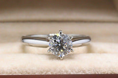 Leo Diamond Engagement Ring Round 0.97 ct F SI2 14k White Gold $8,600 Value