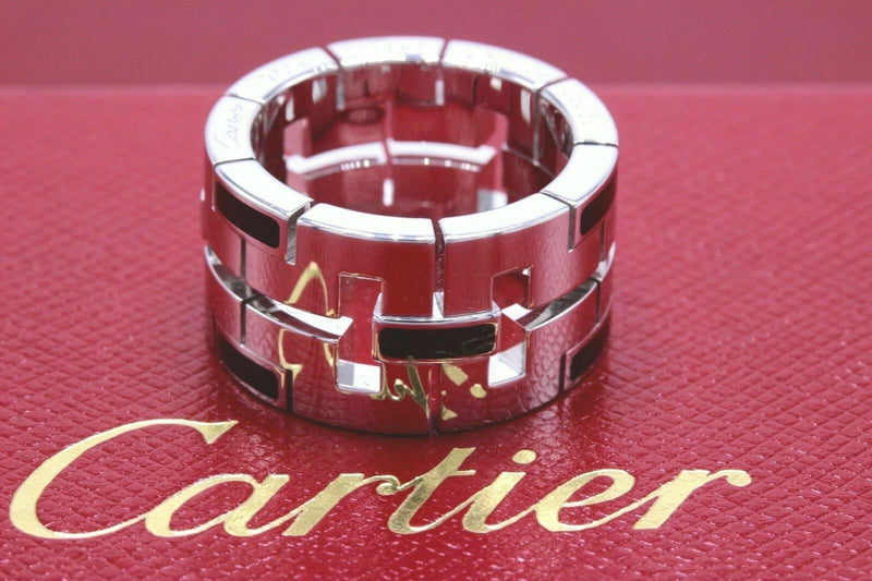 Cartier 18k White Gold & Black Lacquar Ring Le Baiser Du Dragon Coa & Pouch