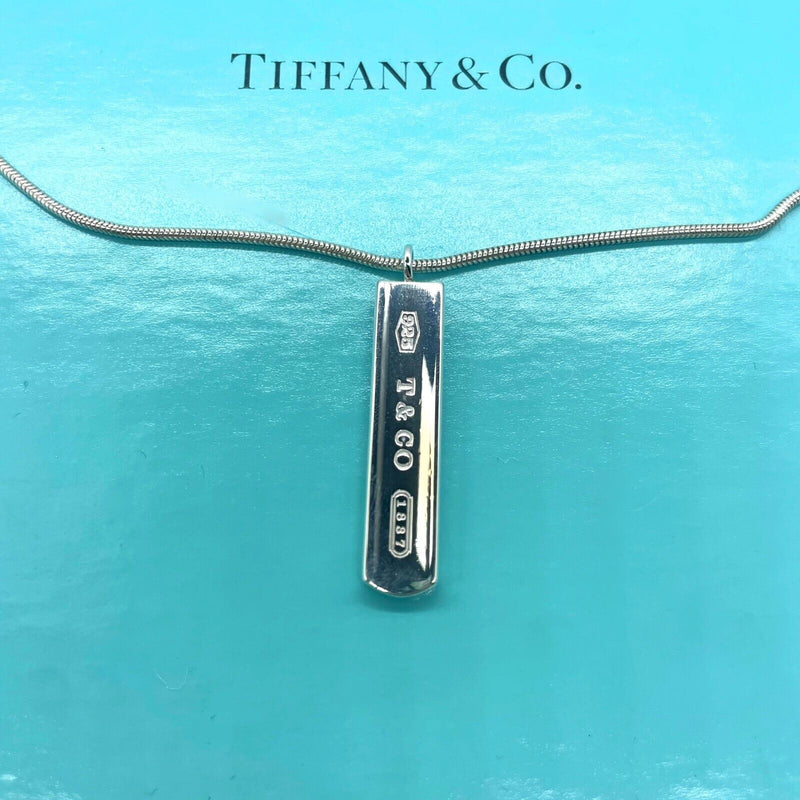 Tiffany & Co. 1837 Bar Pendant Necklace Sterling Silver