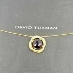 David Yurman 18k Yellow Gold Garnet Infinity Cushion Pendant Necklace