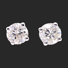 Round Diamonds 1.97 tcw Solitaire Stud Earrings in 14kt White Gold