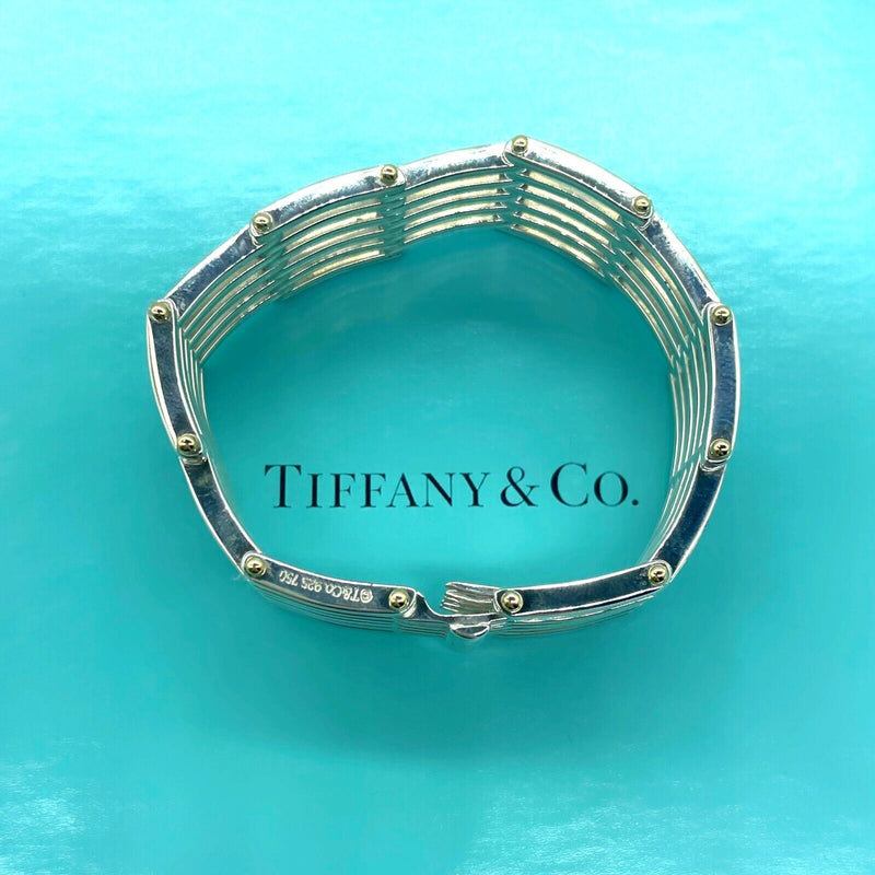 Tiffany & Co.  Gate Link Bracelet Circa 1990 18kt Yellow Gold & Sterling Silver