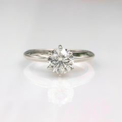 $9,000 Tolkowsky Diamond Engagement Ring Ideal Cut Round 0.97 ct 14k White Gold