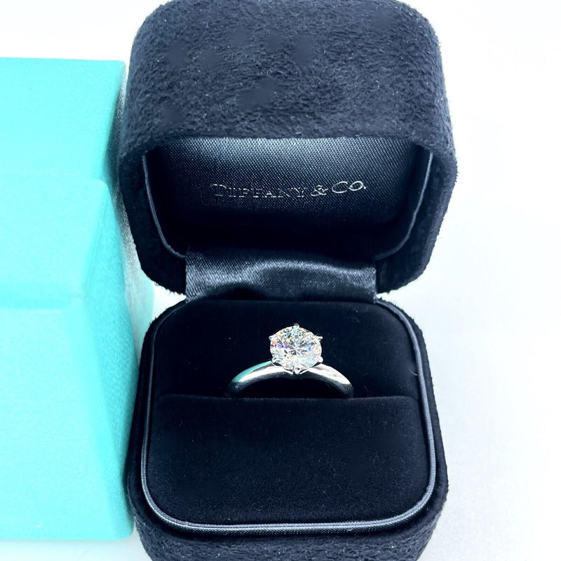 Tiffany & Co Round Diamond Solitaire 1.72 cts H VVS2 Plat Engagement Ring Papers