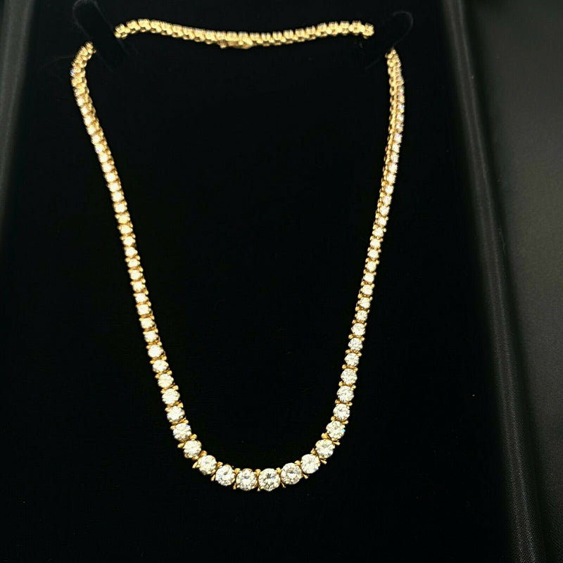 12.00 tcw Round Diamond Riviera Necklace 14 kt Yellow Gold