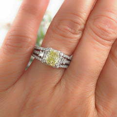 Fancy Yellow Cushion Cut Diamond Engagement Ring 1.96 TCW 14k White Gold