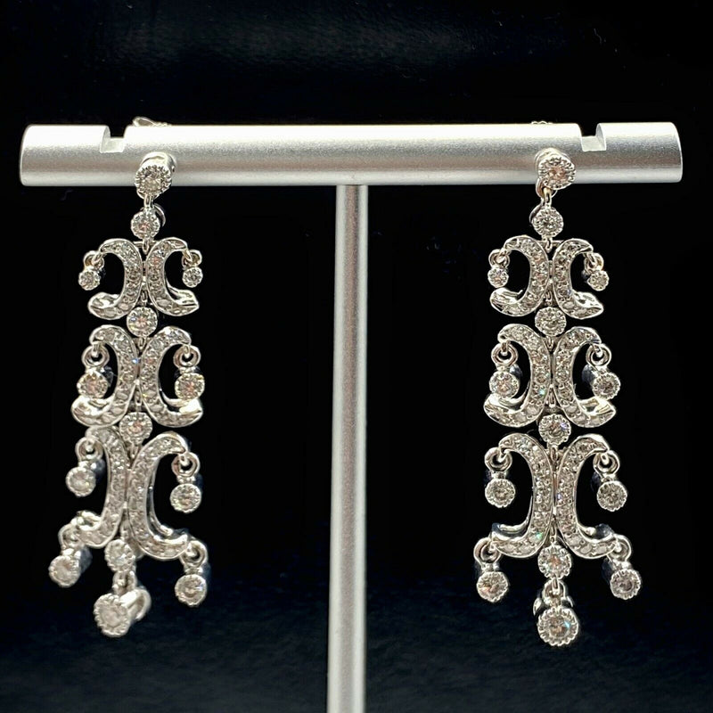 Diamond Chandelier Earrings 1.70 TCW G VS 18K White Gold