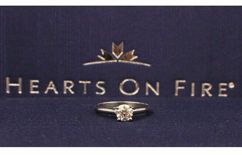 Hearts on Fire Diamond Round 0.446 Carat G VS2 Engagement Ring 14k White Gold