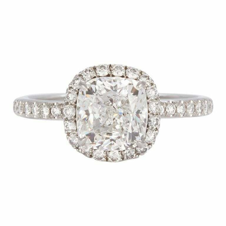 Harry Winston Cushion Diamond Halo Engagement Ring