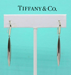 Tiffany & Co 18K White Gold Feather Hook Dangle Earrings