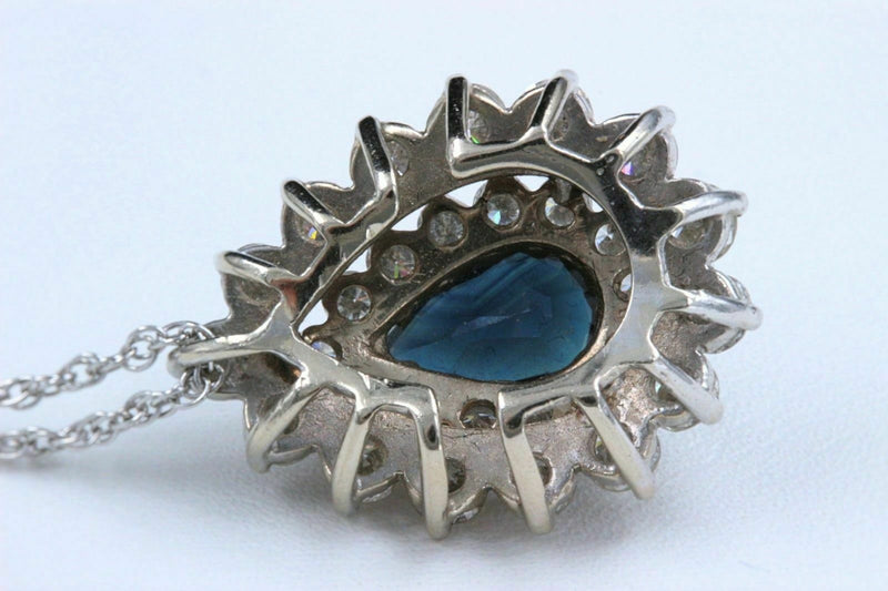 Sapphire & Diamond Pendant Necklace 4.78 tcw 14k White Gold $12,000 Retail