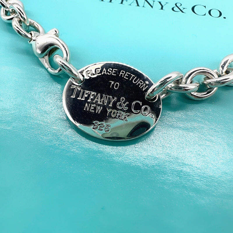 Return to Tiffany & Co. Silver 925 Oval Tag Choker Necklace 15