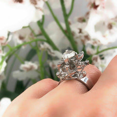 Round Diamond Flower Ring 1.12 tcw in 18k White Gold