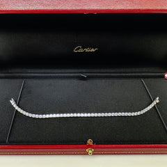 CARTIER Essential Lines Round Diamond Tennis Bracelet 18kt White Gold Box