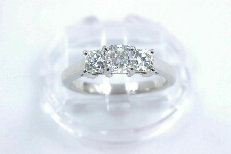 Blue Nile 3 Stone Platinum Diamond Engagement Ring Cushions0.96 tcw $6775 Retail