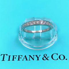 Tiffany & Co Round Diamond Bead Set Half Circle Band Ring Platinum