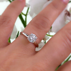 LEO Round Diamond 1.01 cts Solitaire Engagement Ring Platinum and 18K White Gold