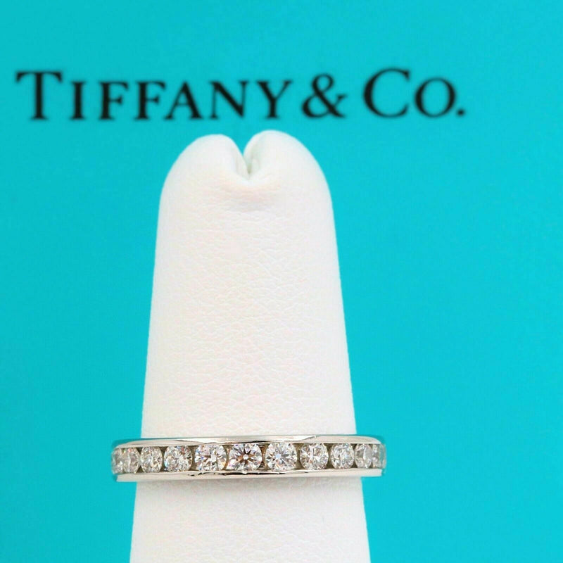 Tiffany Co Full Circle Round Diamond Wedding Band Ring Platinum