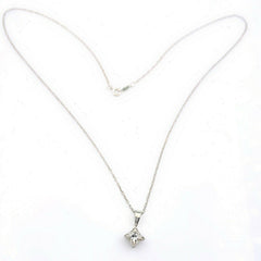 Princess Diamond Solitaire Pendant Necklace 0.56 cts H VS1 14Kt White Gold Chain